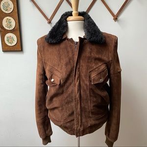 Vintage Suede Faux Fur Lined Bomber